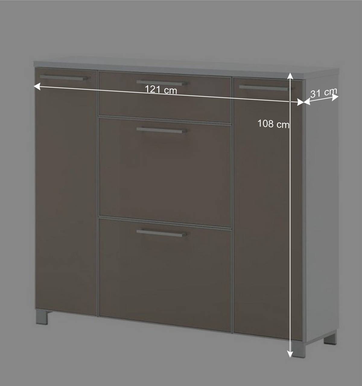 Garderobenkombination Srocca in Taupe Glas beschichtet (dreiteilig)