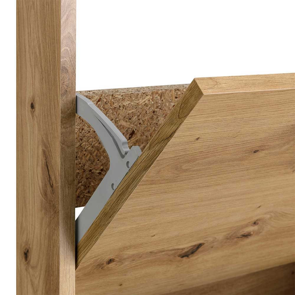 Stabiler Kippmechanismus der Schuhschranktür in Holzoptik für einfache Handhabung – Atia