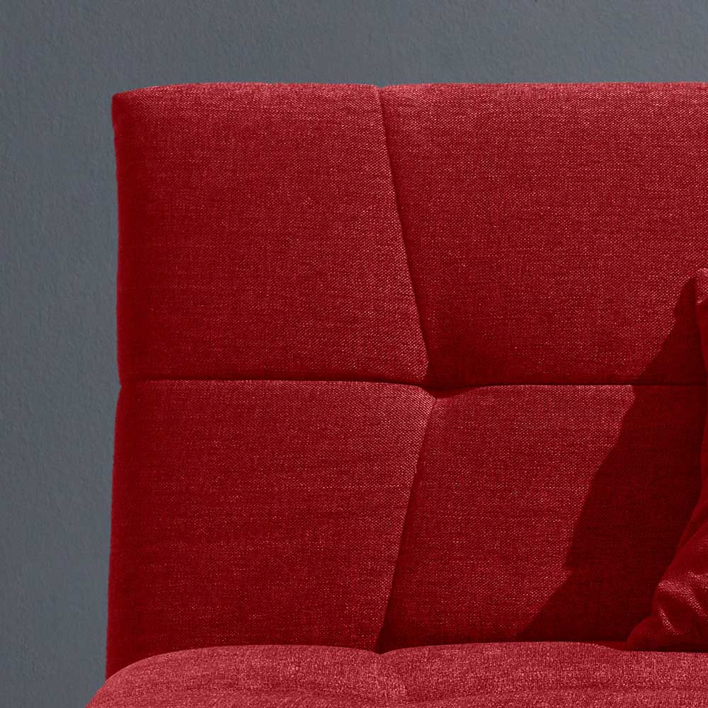 Rote gepolsterte Rückenlehne des Schlafsessels mit Ziersteppung im Detail – Piceon