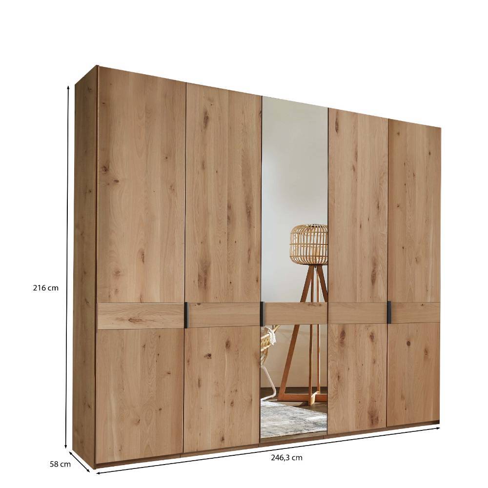 Teilmassiver Kleiderschrank in Eiche Bianco - Yanicas