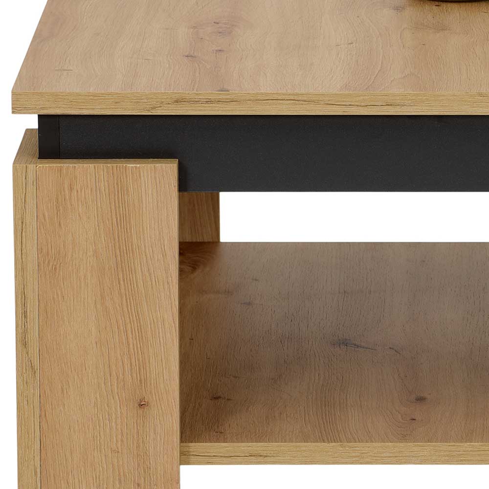 68x68 cm Sofatisch in Wildeiche NB & Anthrazit - Pantina