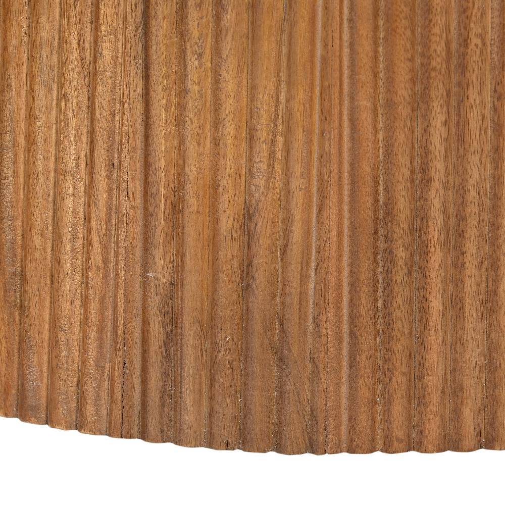 Runder Esszimmertisch Sockelgestell aus geriffeltem Massivholz – Galadira