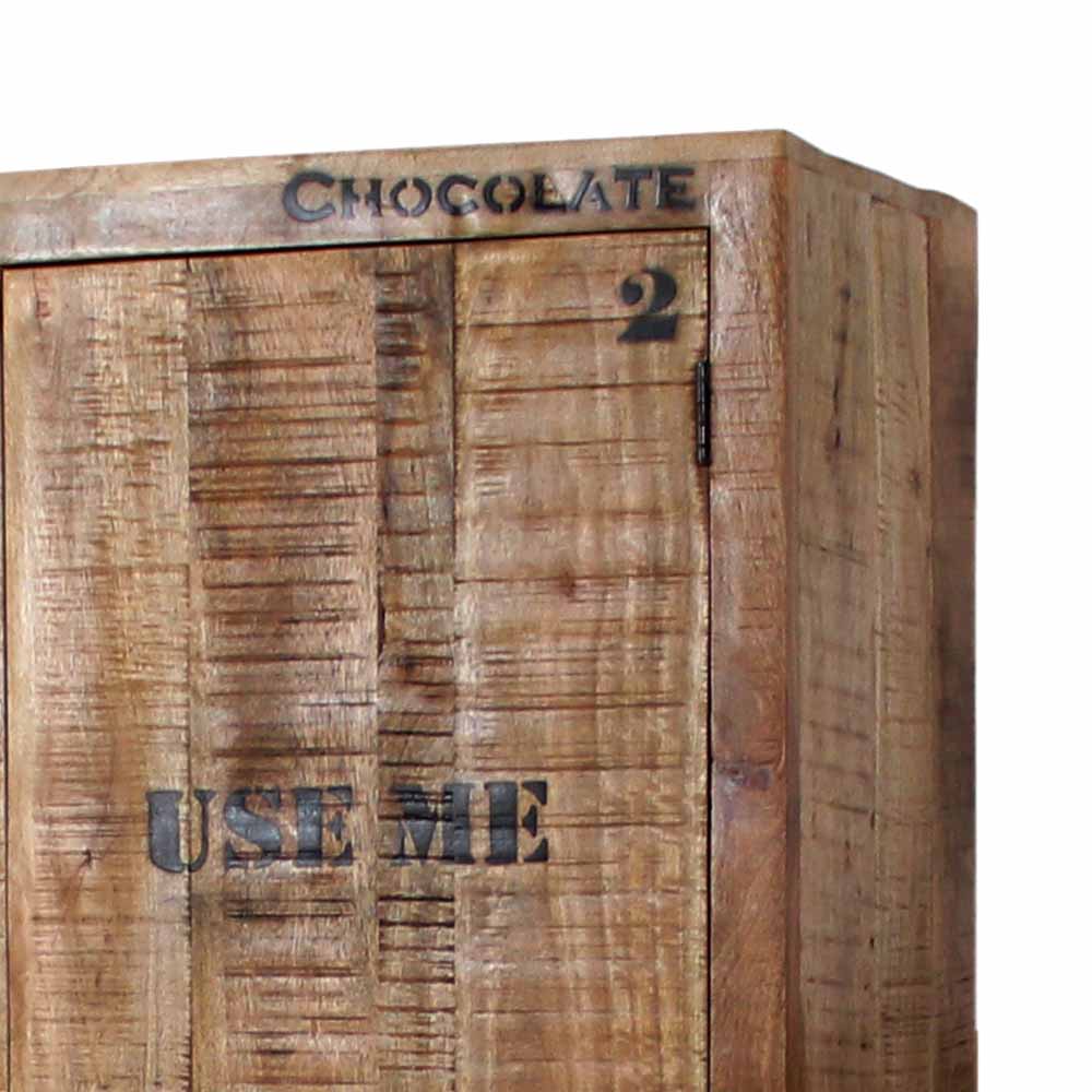 Industry Dielenschrank Indri aus Holz rustikal mit Schrift-Drucken