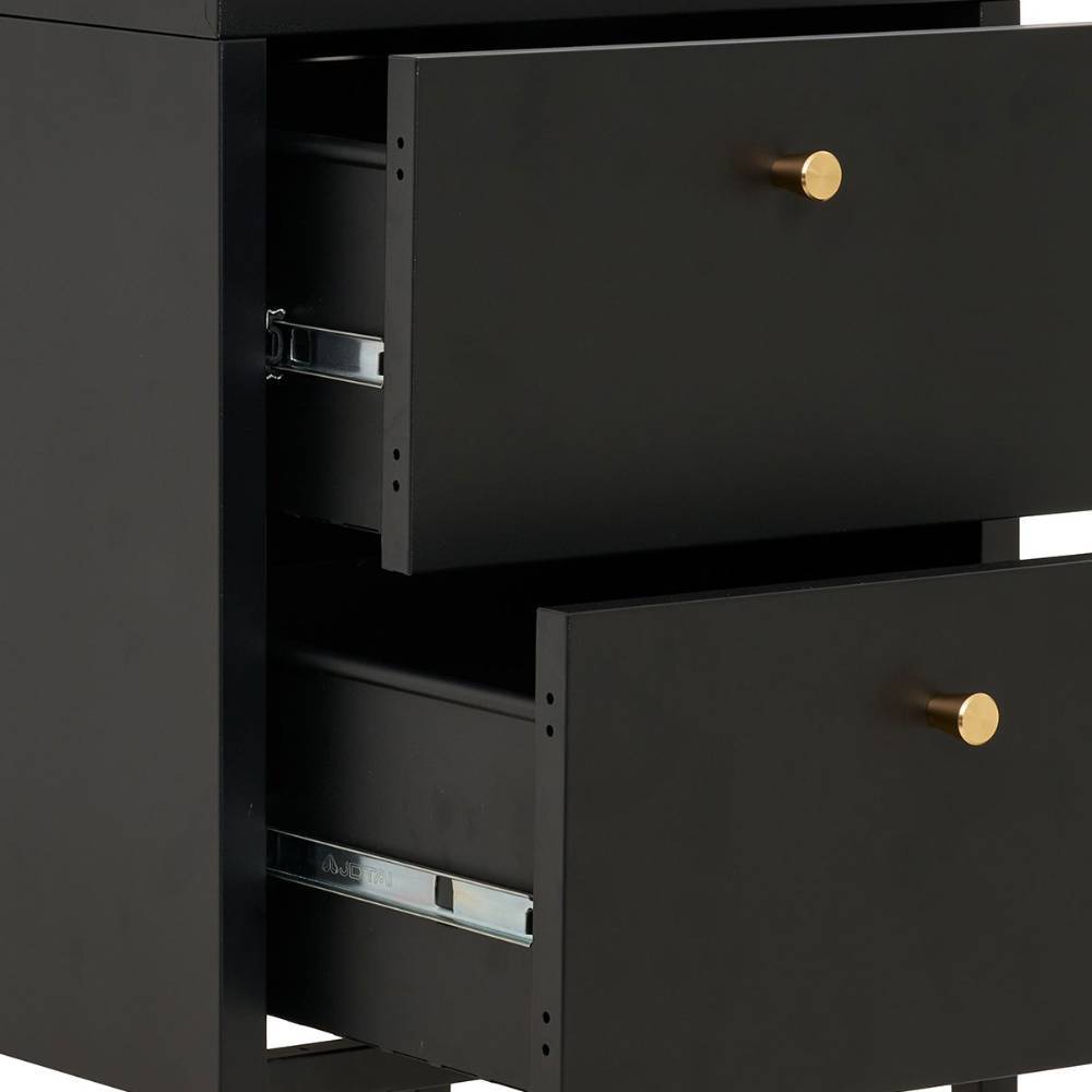 Nachtkommode in Schwarz mit Gold - Singular