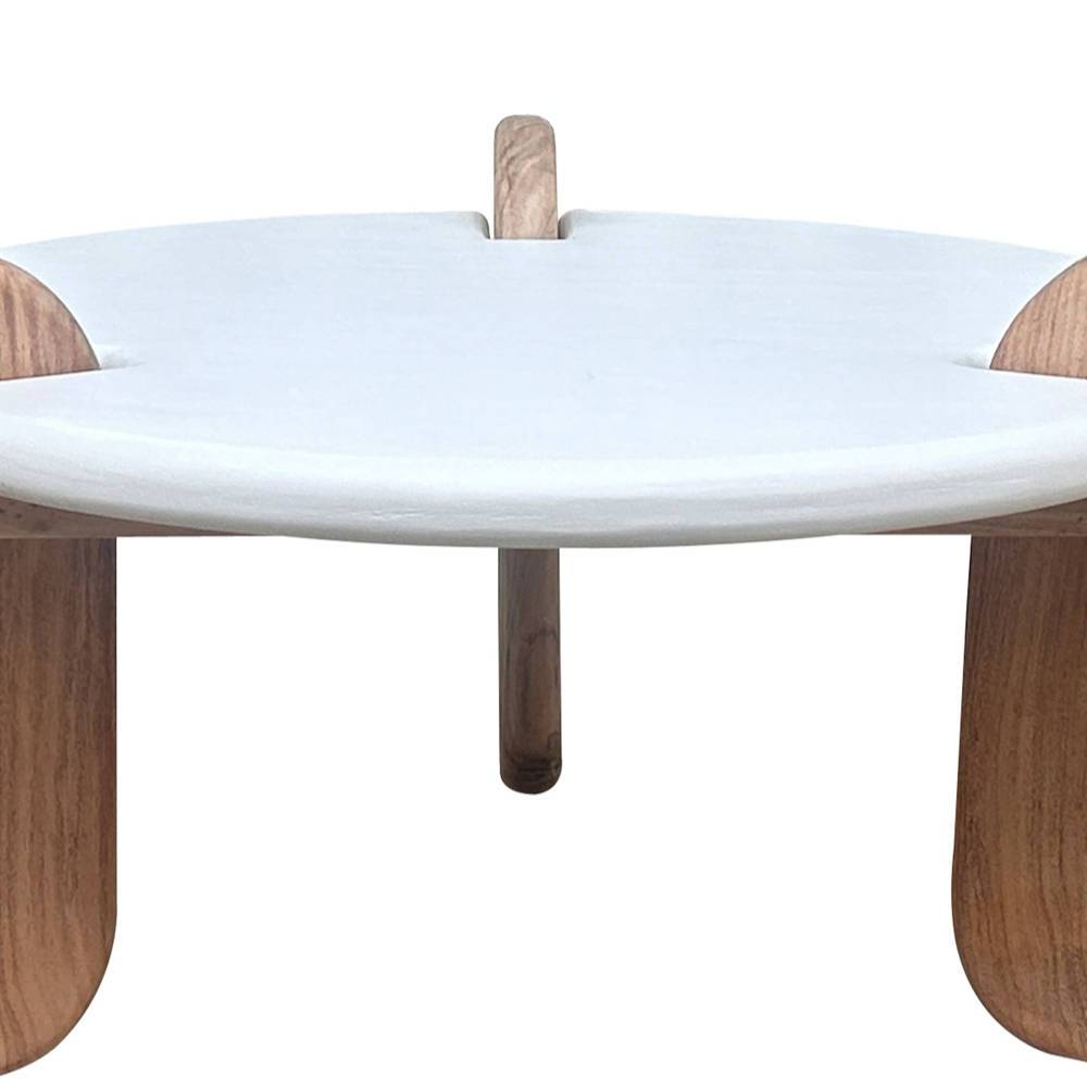 Skandi-Design-Couchtisch in Naturweiß und Akazie - Usilvea