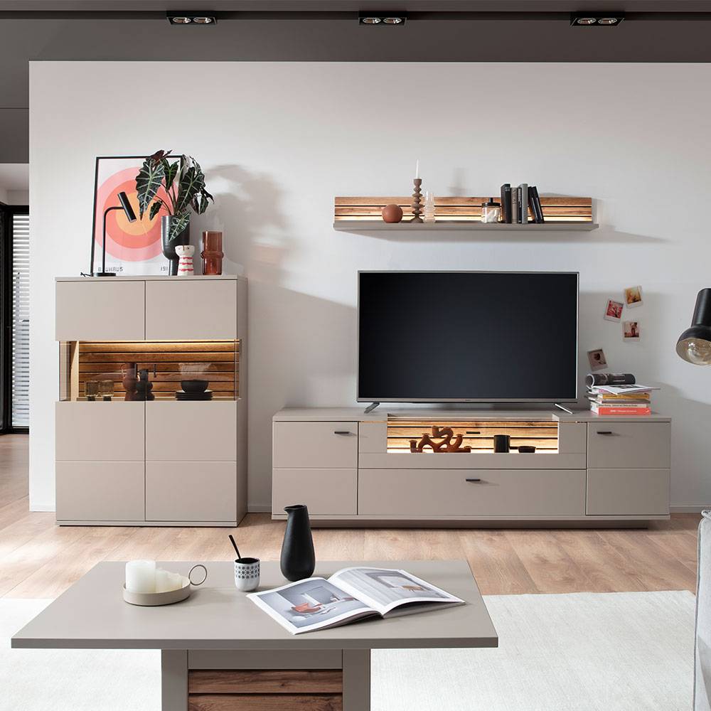 Wohnzimmer Möbelset in Grau - Teorina (dreiteilig)