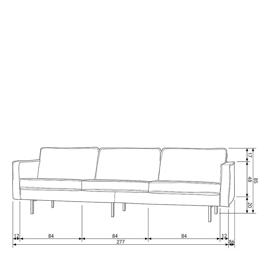 Blue Velvet Sofa 3-Sitzer Cumagon im Retrostil