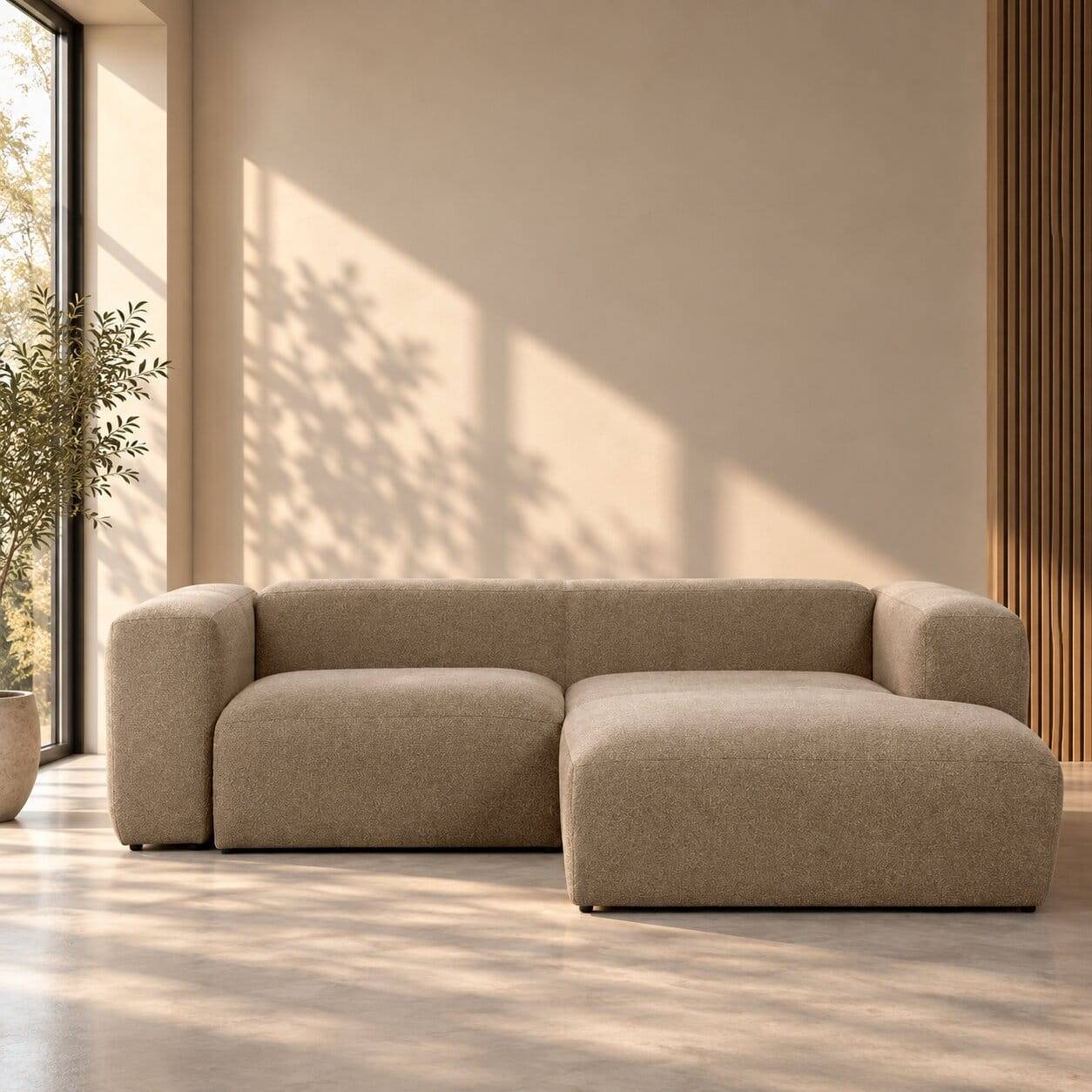 Eckcouch Sofalandschaft in Beige Chenille - Ruhnau