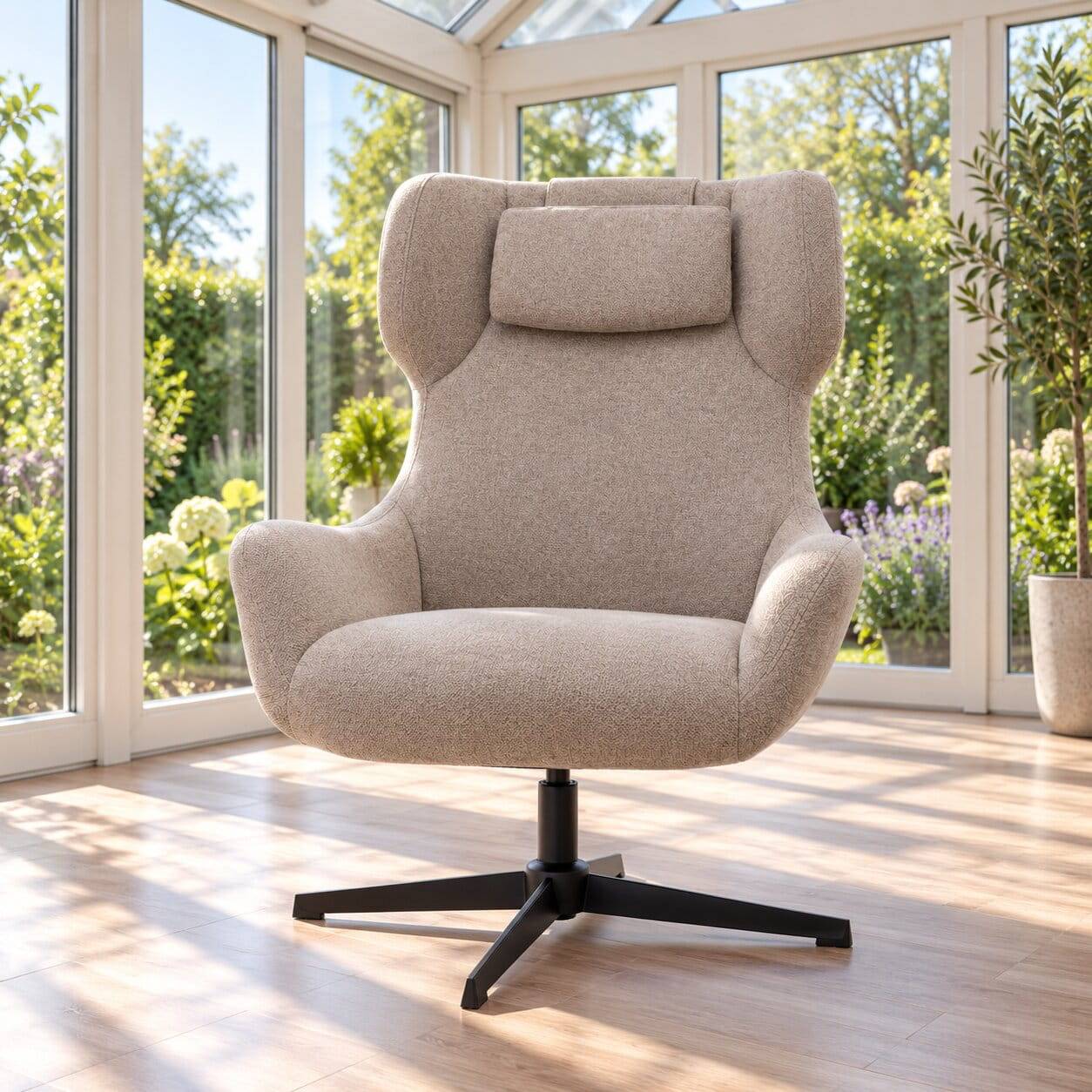 Chenille Loungesessel drehbar - Marocana