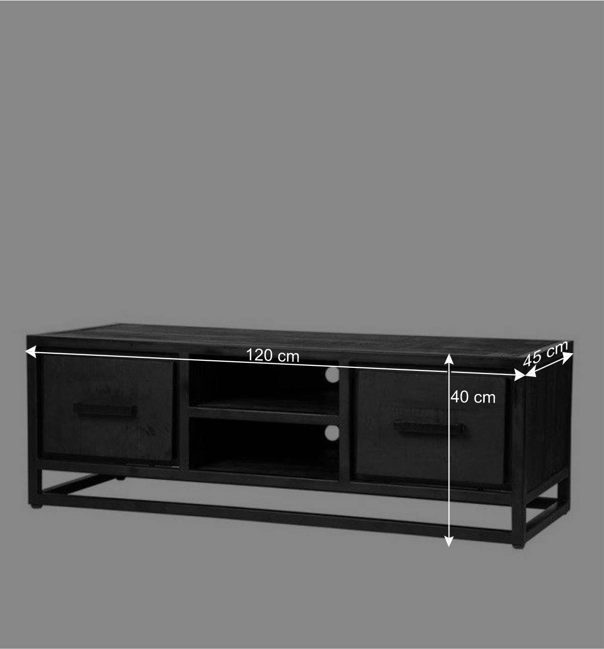 TV Lowboard in Schwarz Antik Finish - Esturado