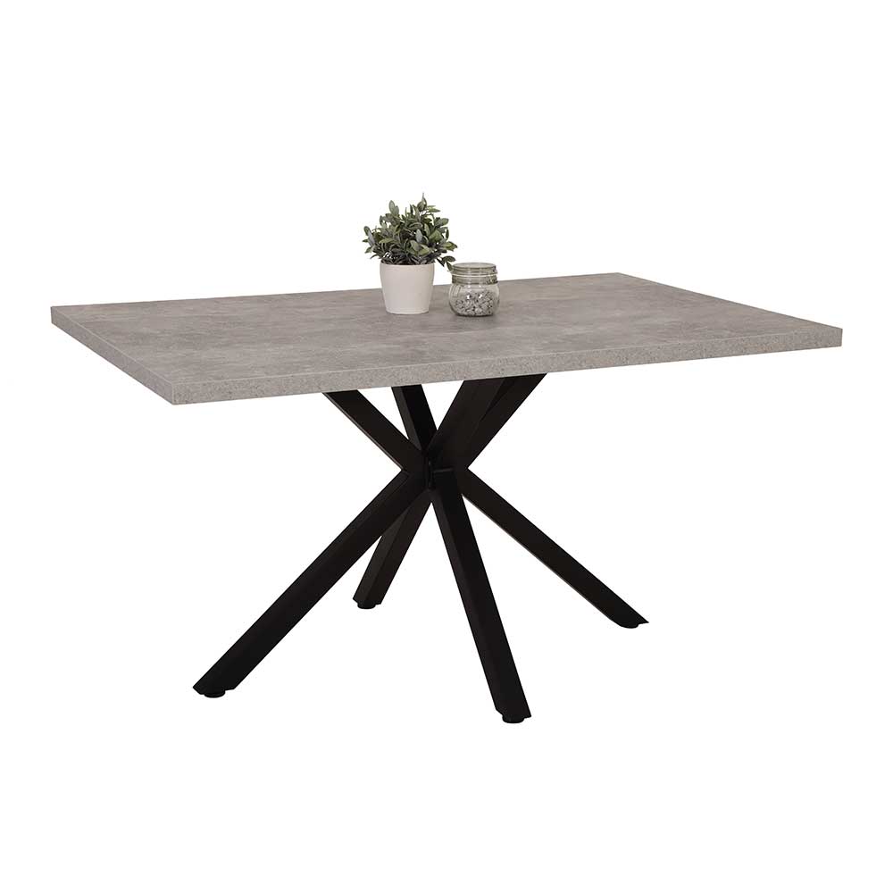 180x90 Tisch in Beton Dekor & Schwarz - Concura