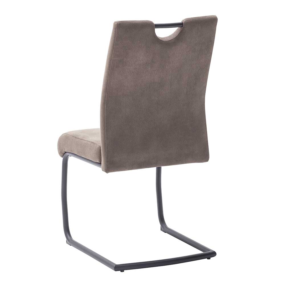 Microfaser Freischwinger in Beige - Unicat (2er Set)