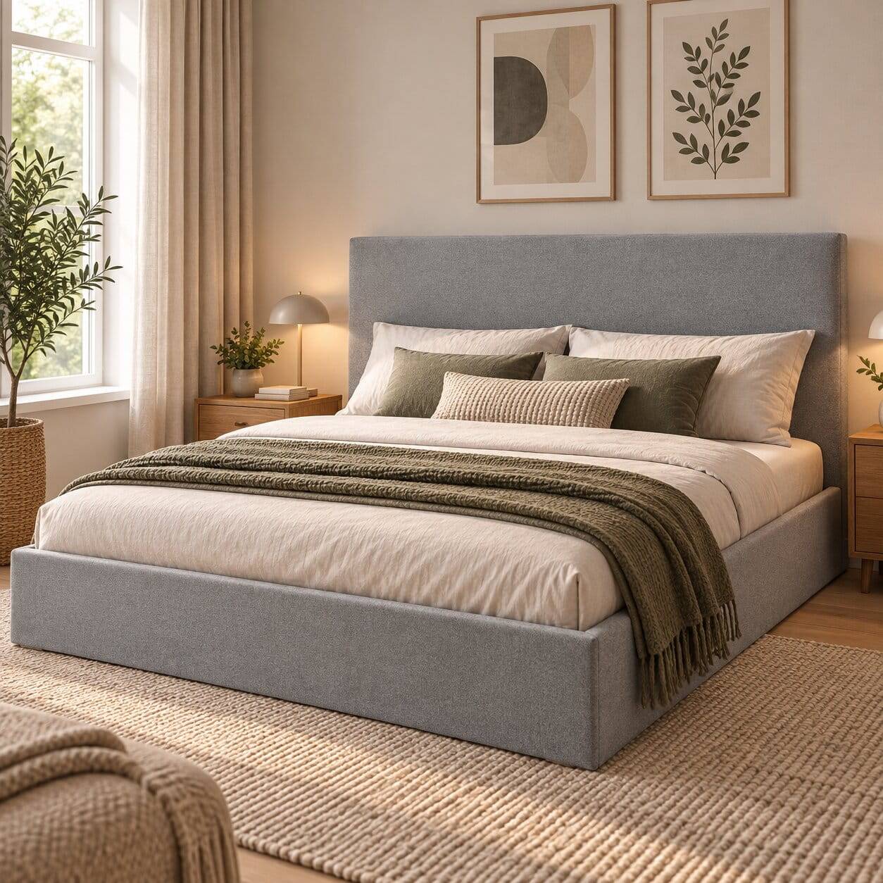 140x200 Webstoff Bett mit Bettkasten - Velsamos