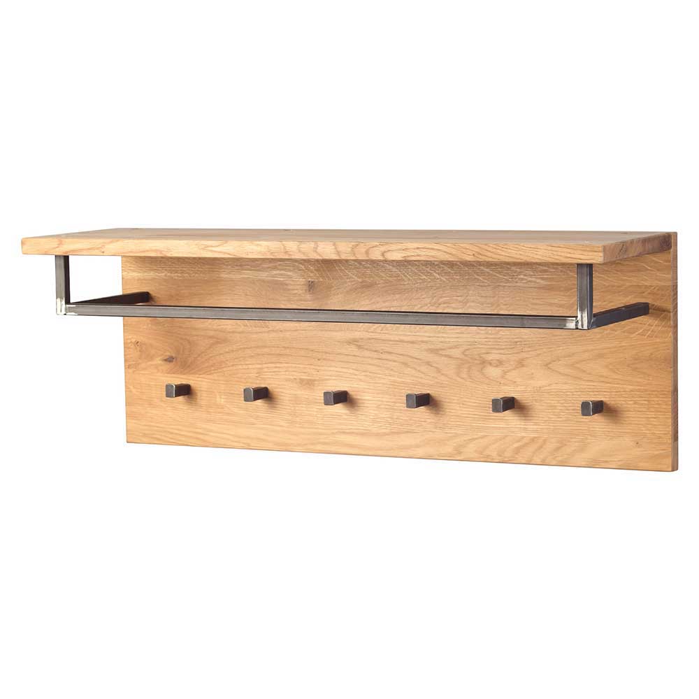 Rustikale Hängegarderobe aus Massivholz Piaza Wildeiche