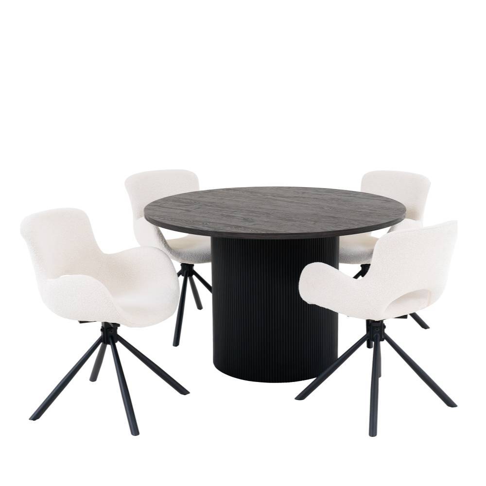Runder Esstisch und Drehstühle Set - Calm (fünfteilig)