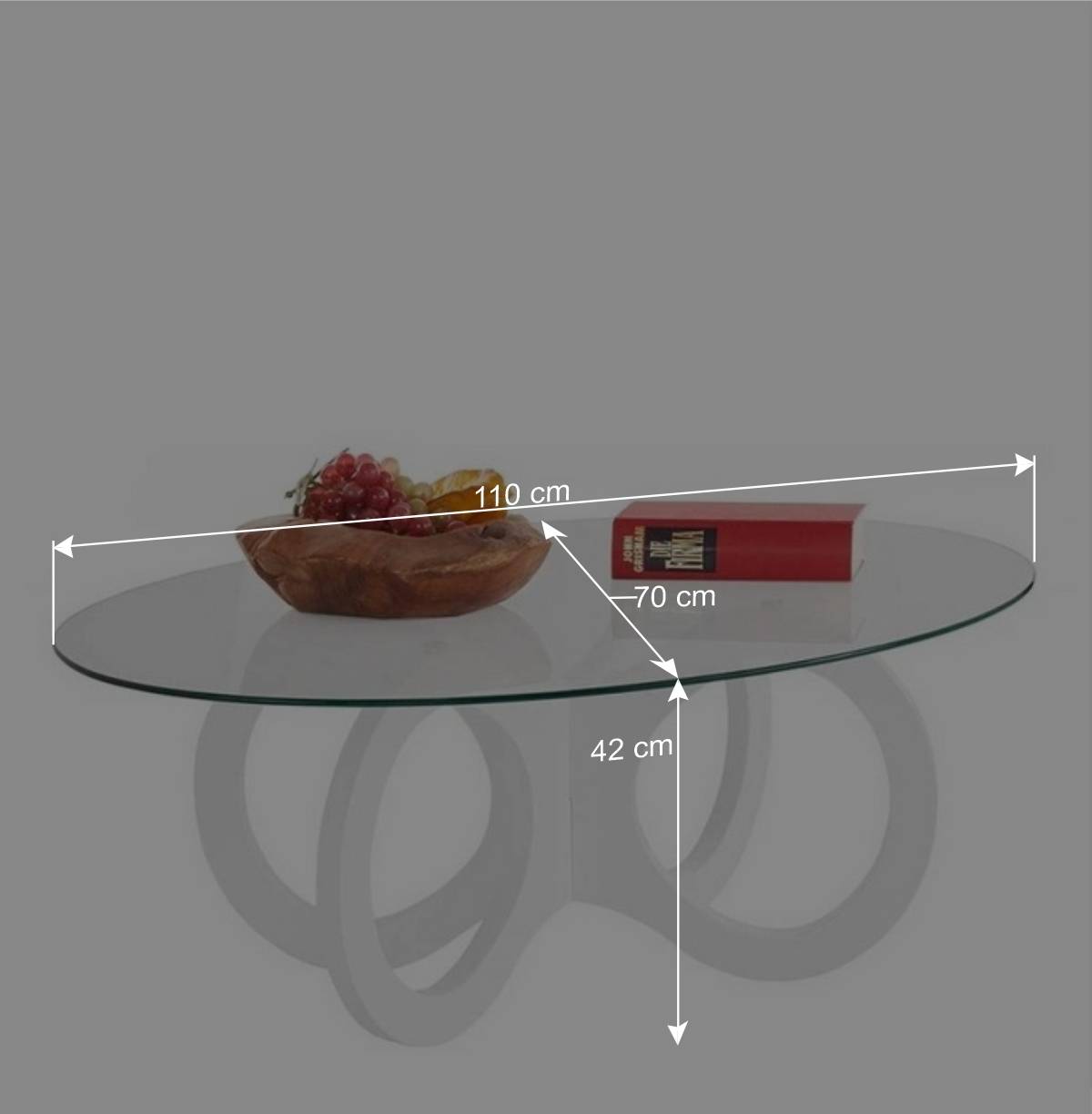 Ovaler Design-Couchtisch in Transparent Glas - Gildas