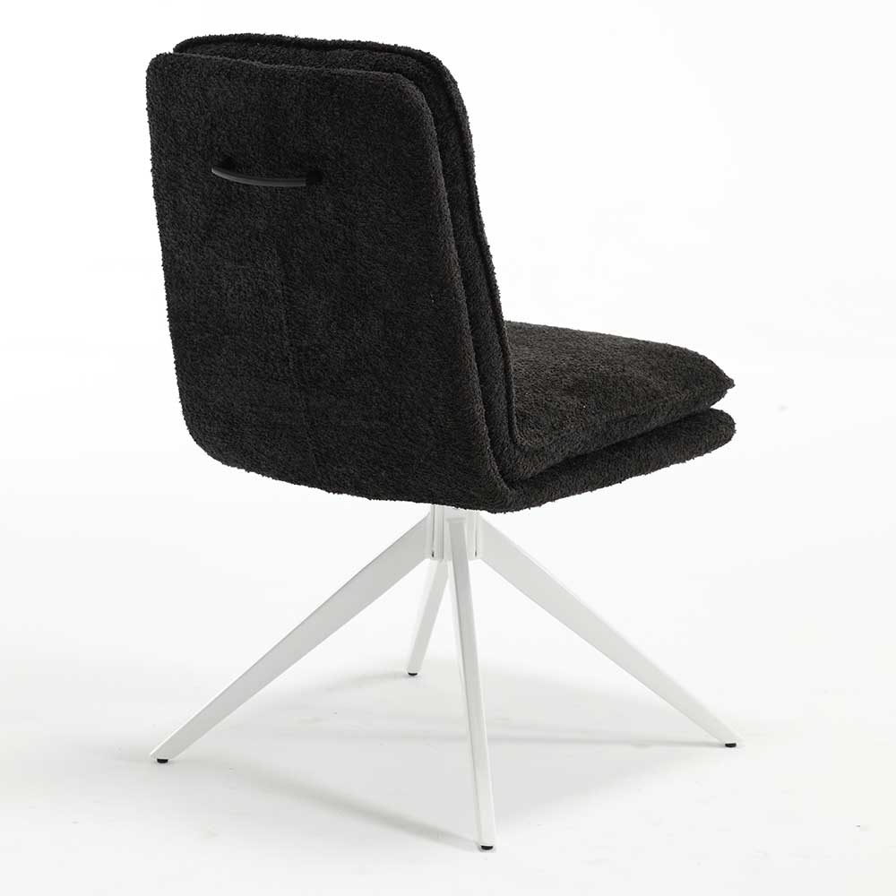 Esszimmer Drehstuhl aus Boucle Anthrazit - Calarina (2er Set)