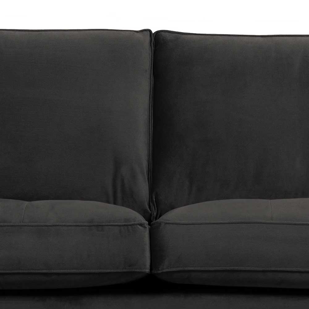 Samt Wohnzimmercouch in Anthrazit mit Schwarz - Ertrego