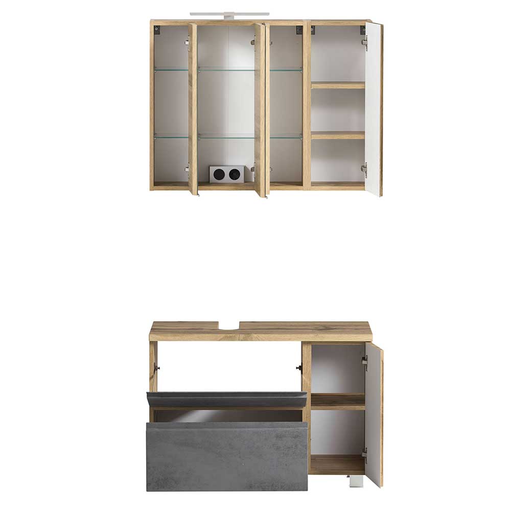 Spiegelschrank 4-türig & Unterbeckenschrank - Mia (zweiteilig)