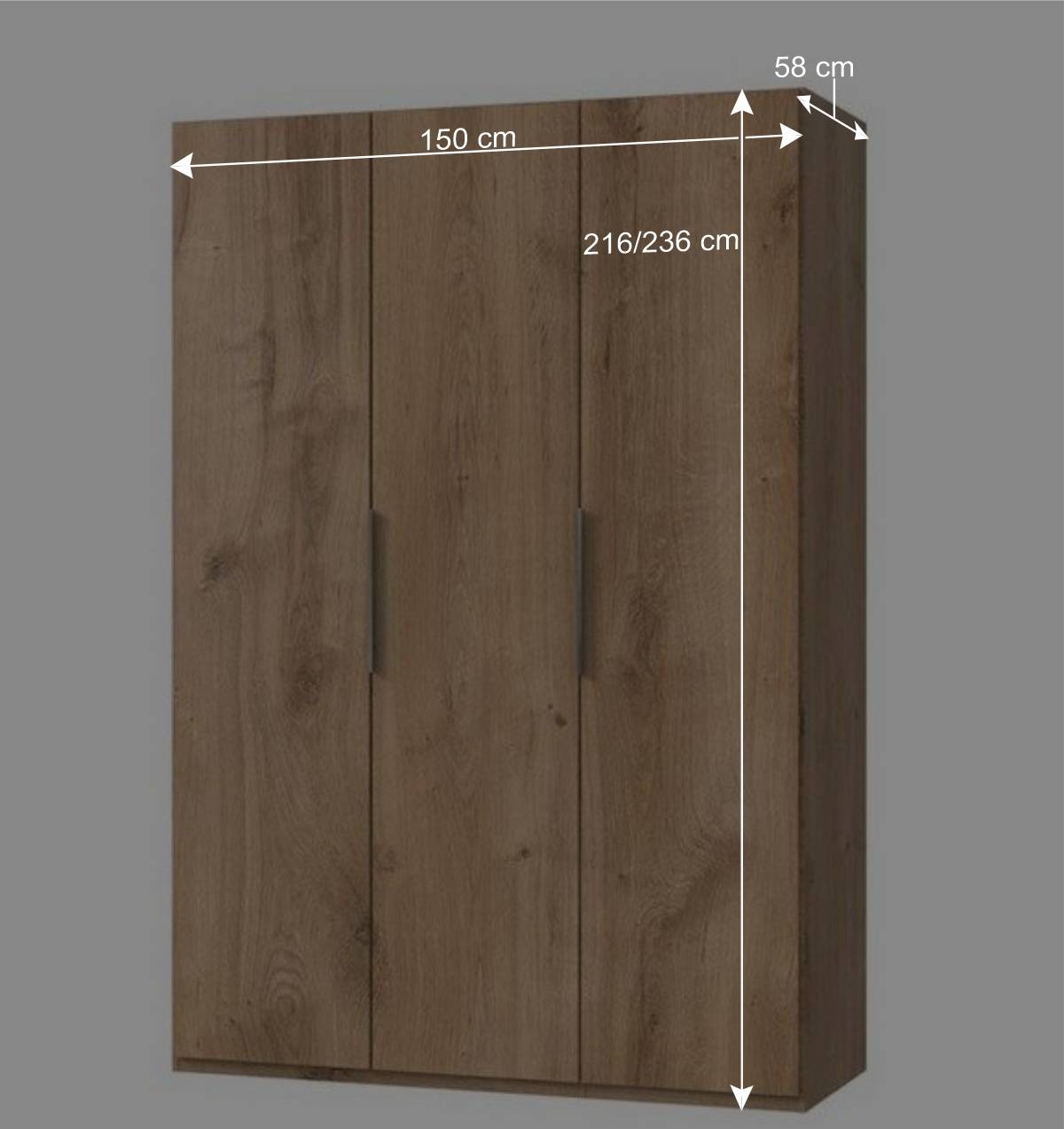3-türiger Drehtüren-Kleiderschrank 150 cm breit - Dagidoyo