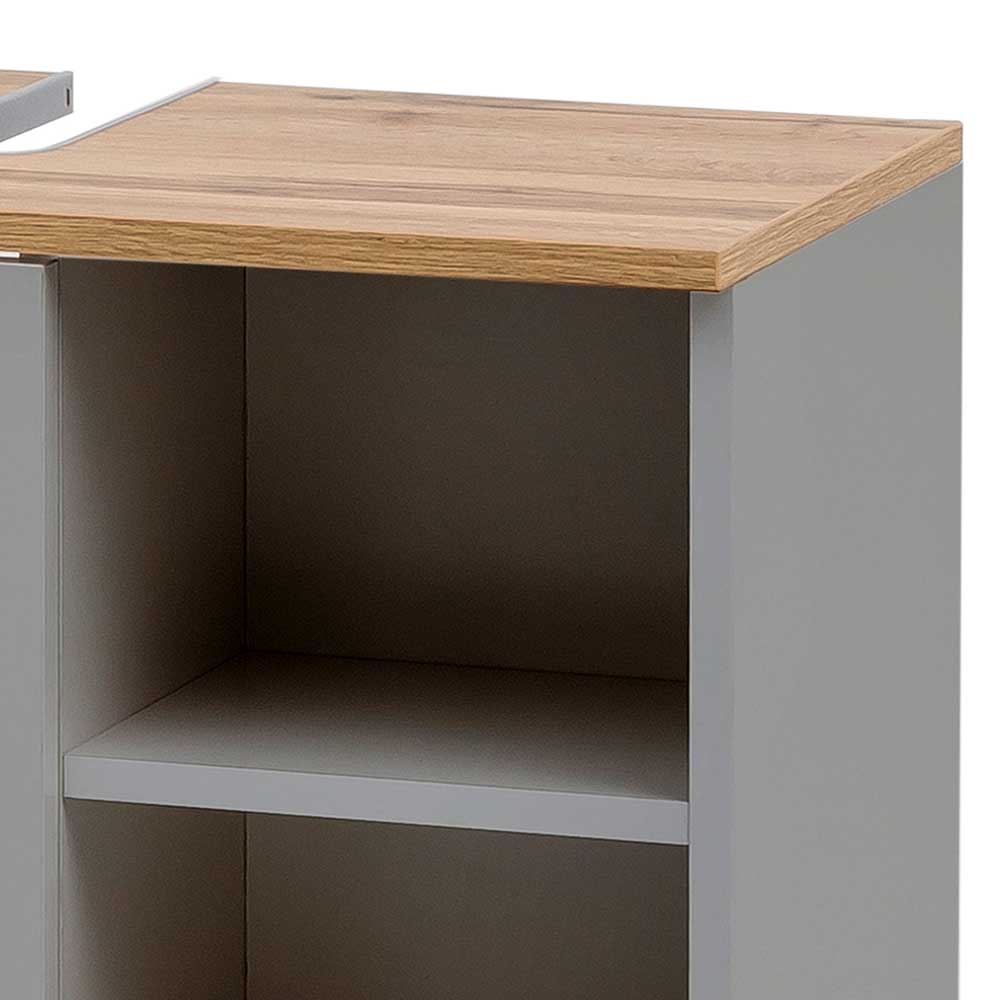 65cm breiter Waschbeckenunterschrank in Platingrau - Nienzo