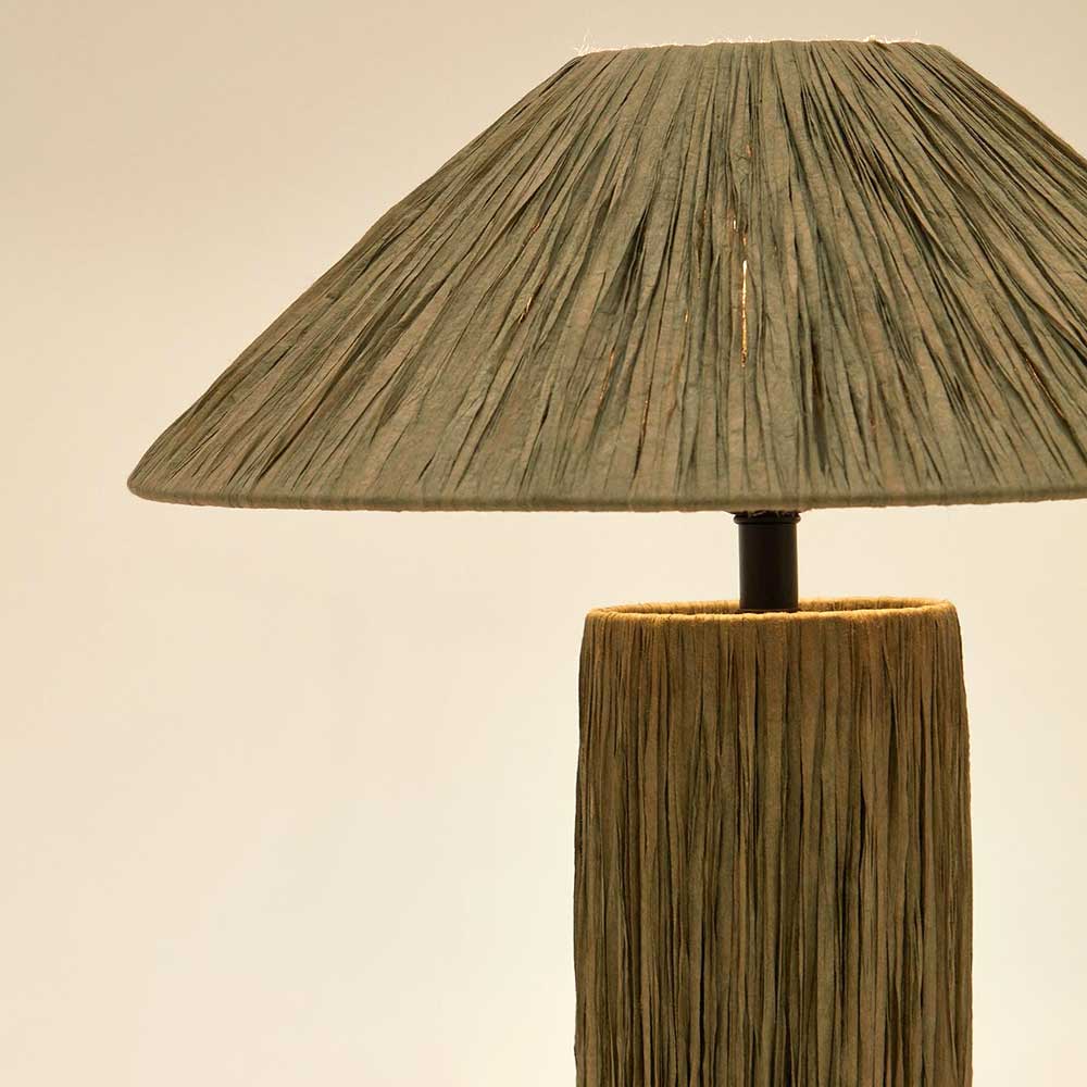 Tischleuchte in Graugrün aus Raffia - Dasanti