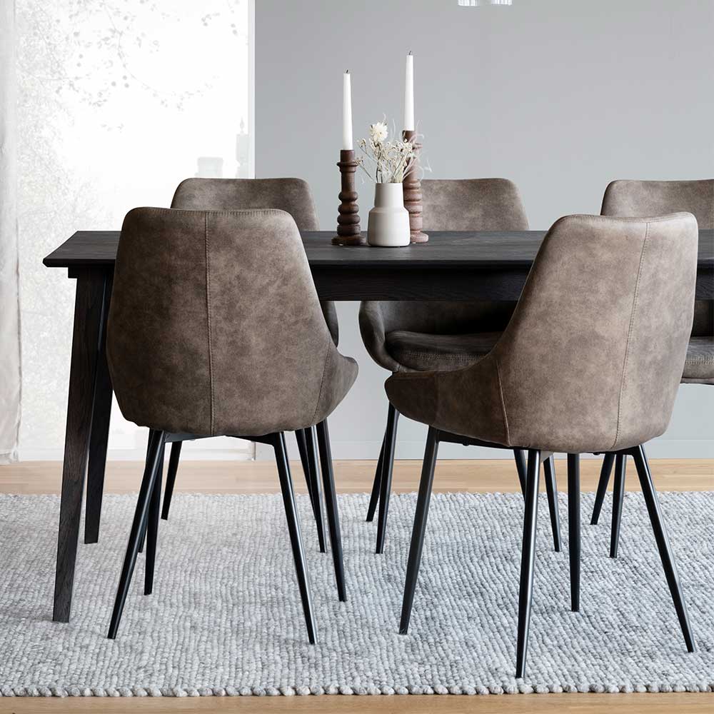 Esszimmer Sitzgruppe in Braun & Schwarz - Elizabeth (siebenteilig)