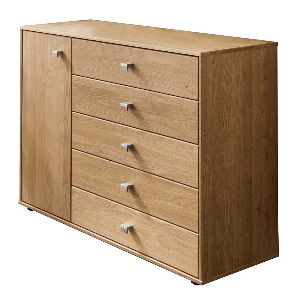 120cm Kombi Kommode aus Eiche Massivholz - Emdsiva