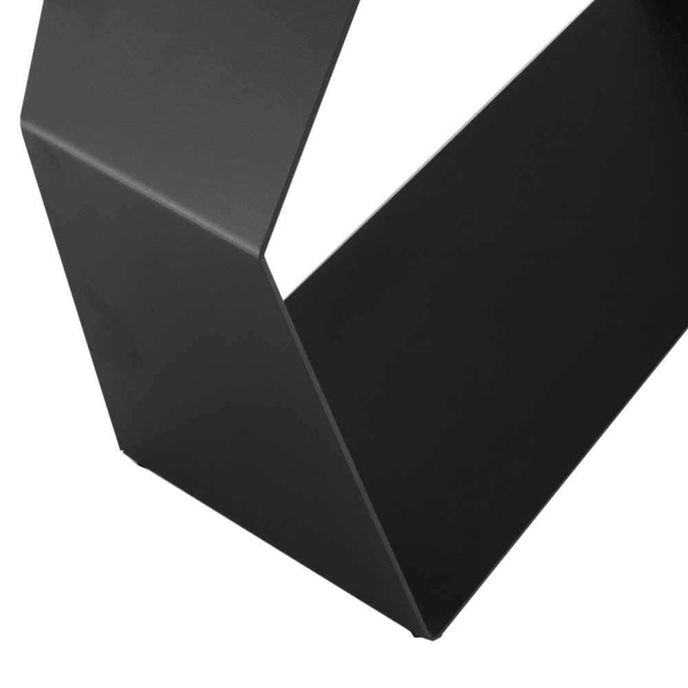 Geometrisches Tischgestell aus schwarzem Metall für den Glastisch – Gaspers