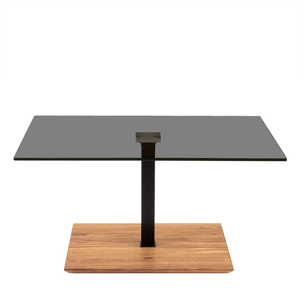 90x60 Rauchglas Couchtisch auf Säulengestell - Sagavi