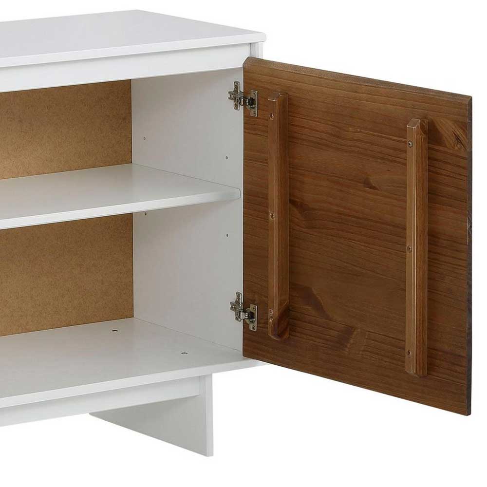 165x68x35 Sideboard in Weiß & Kiefer dunkel - Chihu