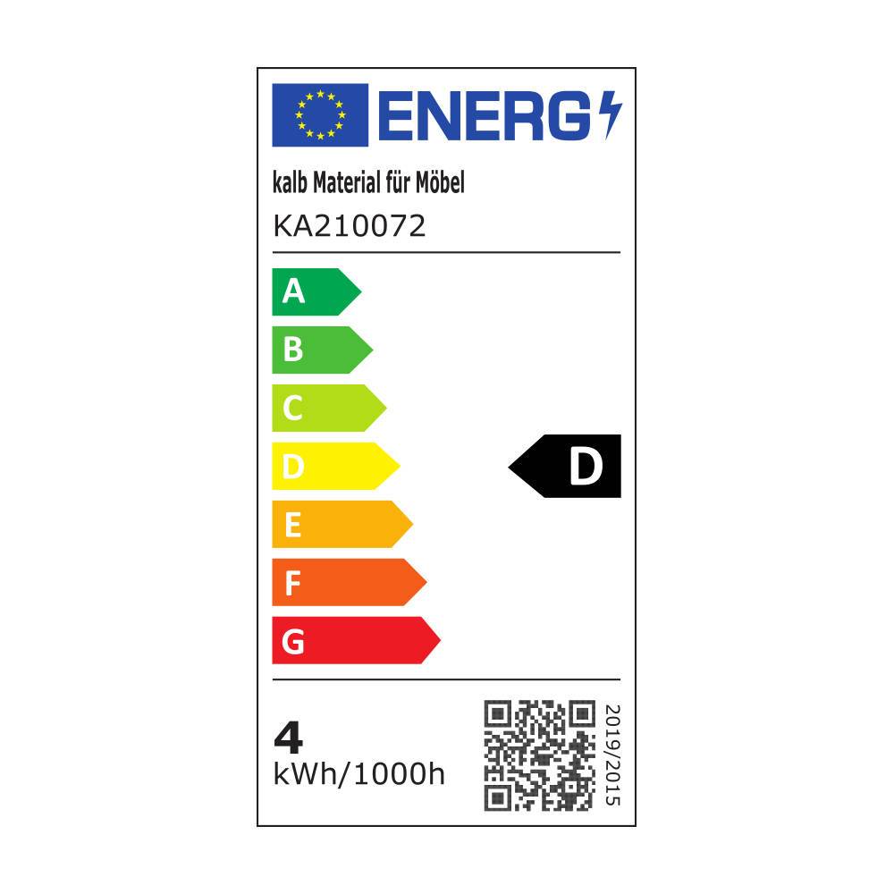 Energieeffizienzlabel des Badschranks Teshion, Klasse D mit 4 kWh pro 1000 Stunden – Teshion
