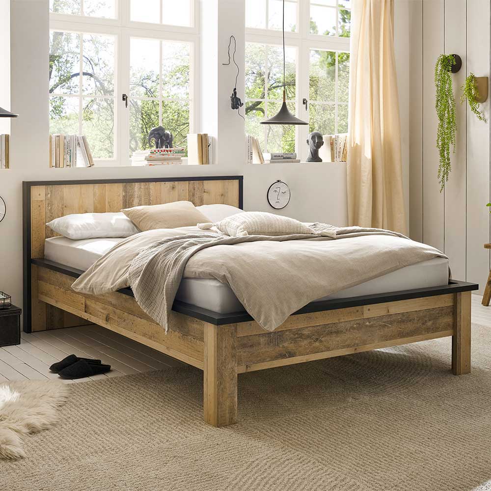 Schlafzimmer mit 140x200 Bett Set - Naiavio (fünfteilig)