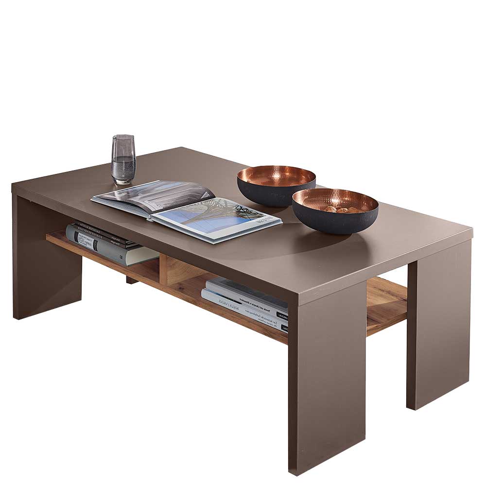 Couchtisch mit Ablagen in Grau & Eiche - Fraguca