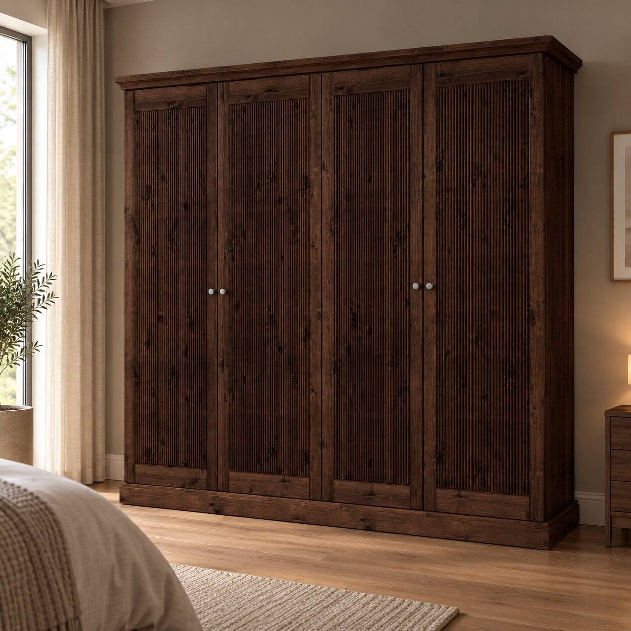 Modern Country Kleiderschrank in Dunkelbraun - Nauizia