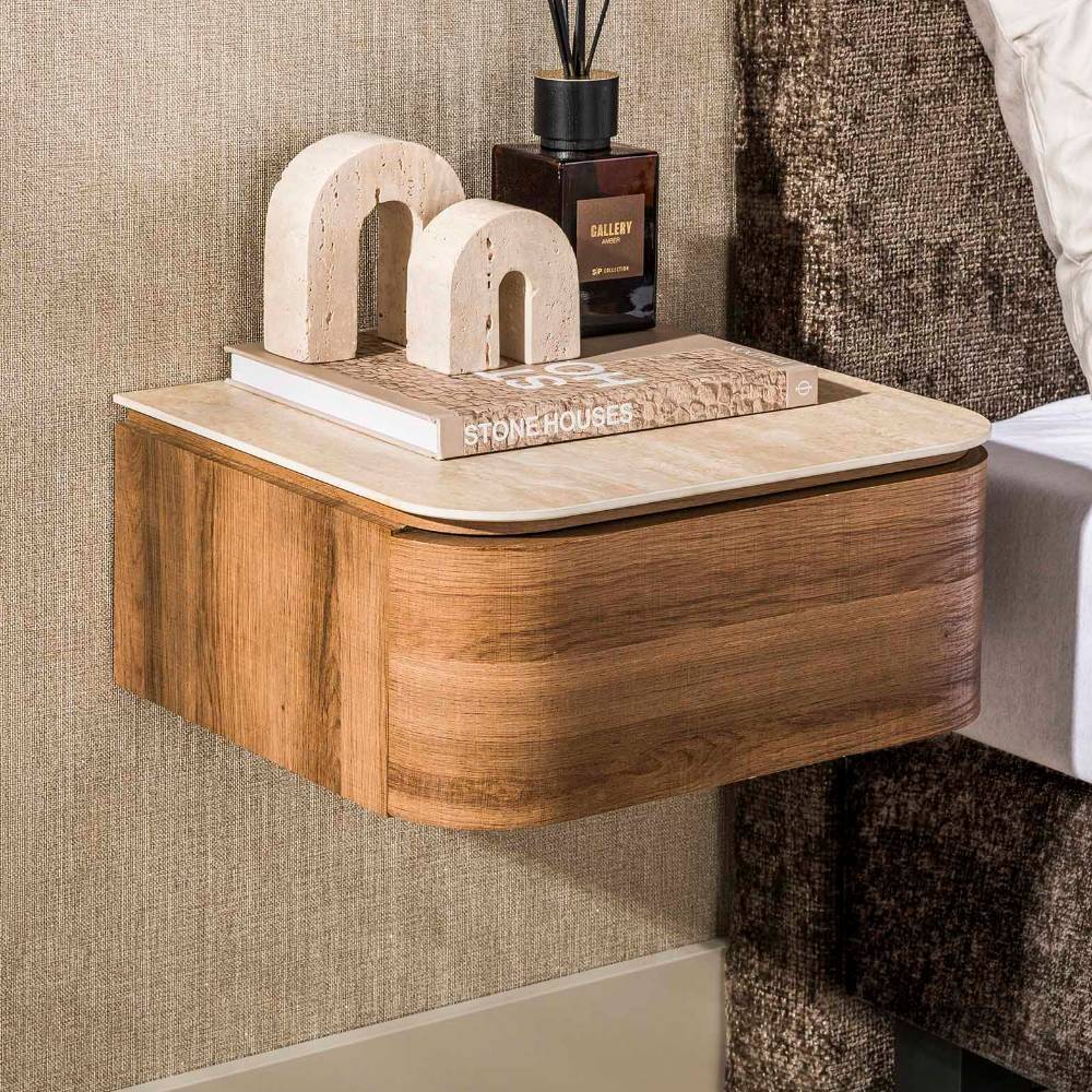 Hänge-Nachtkonsole in Eiche Holzdekor - Sieno
