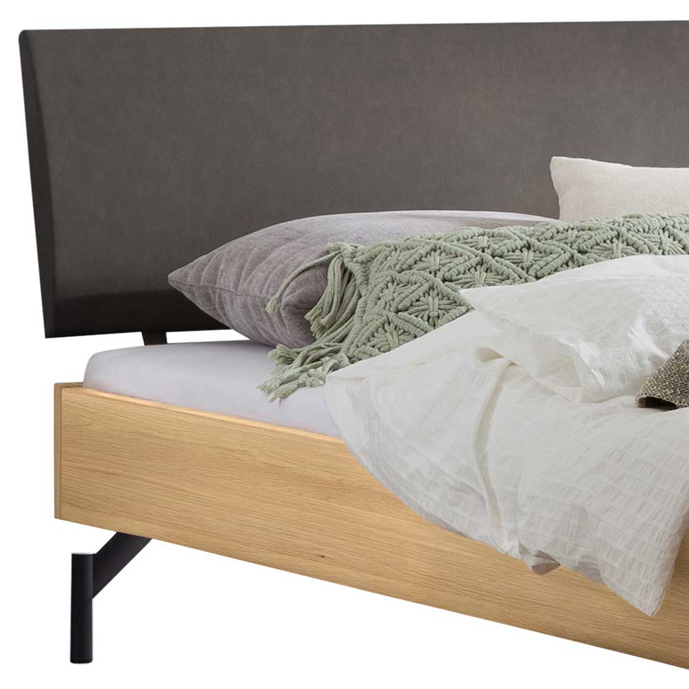 Bett in Eiche Hell und Anthrazit - Volpedo