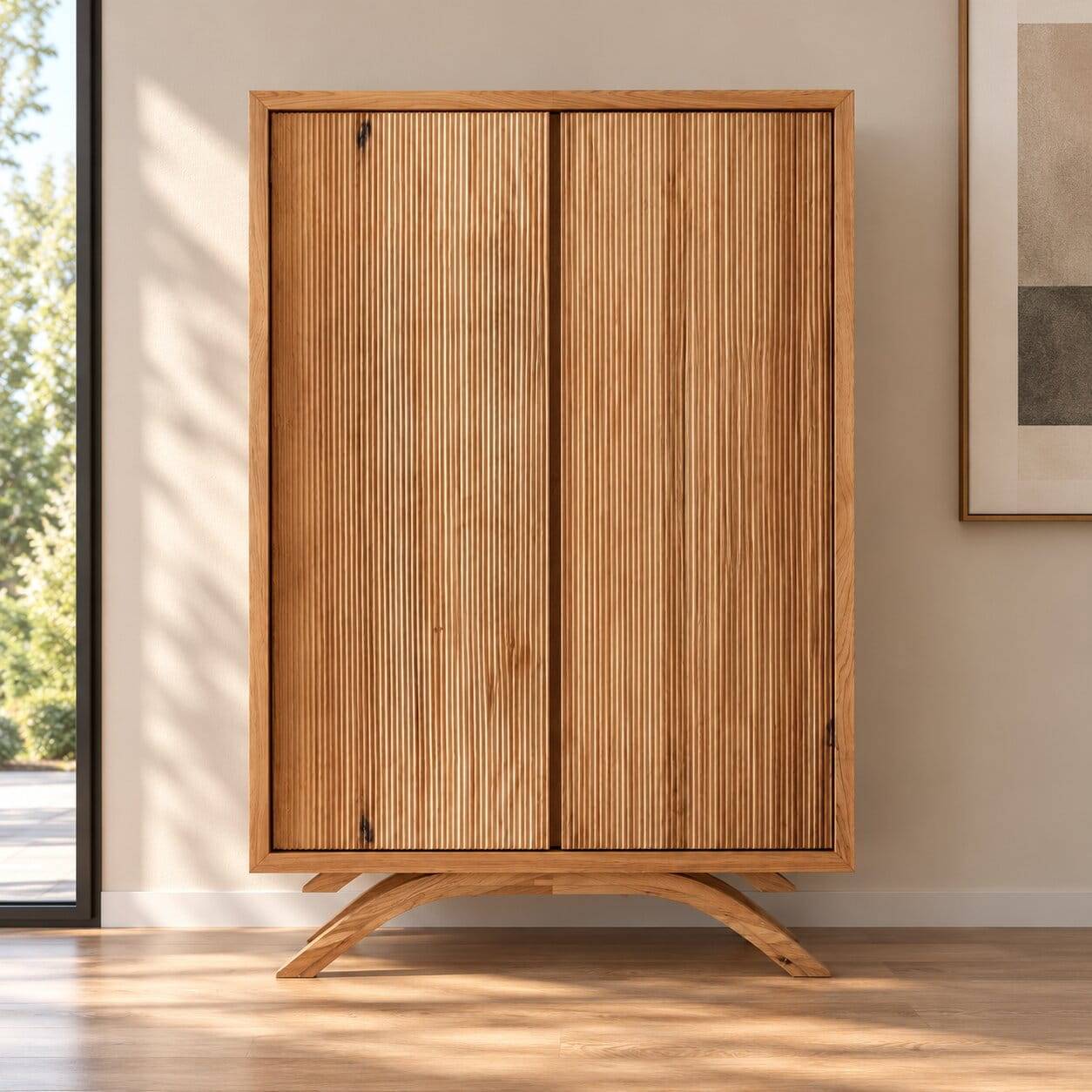 Wildeiche Highboard mit Doppeltür - Fredellia