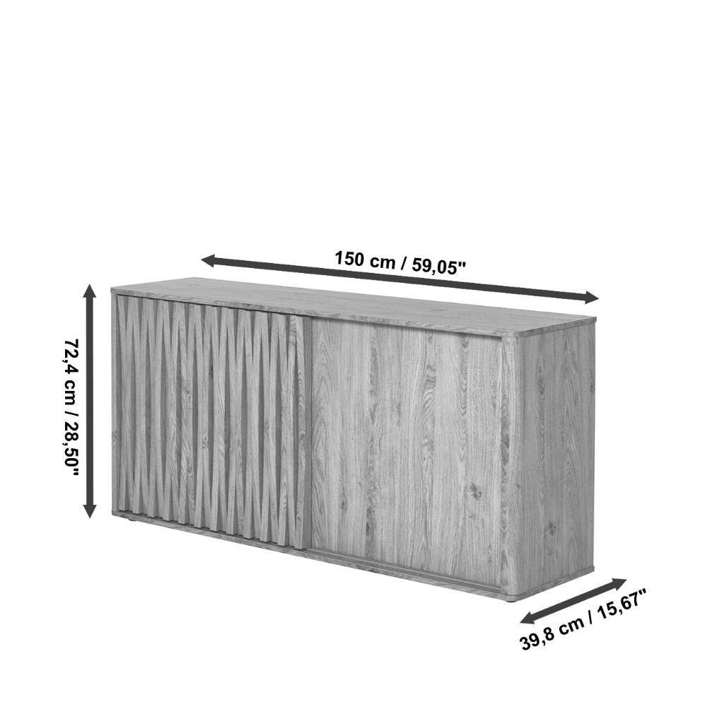 Schiebetüren-Sideboard in Eiche Holzoptik - Lavencia