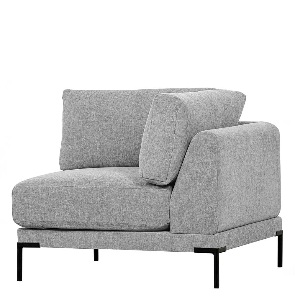Modulares Sofa Eckelement in Hellgrau mit schwarzen Metallbeinen – Horedion