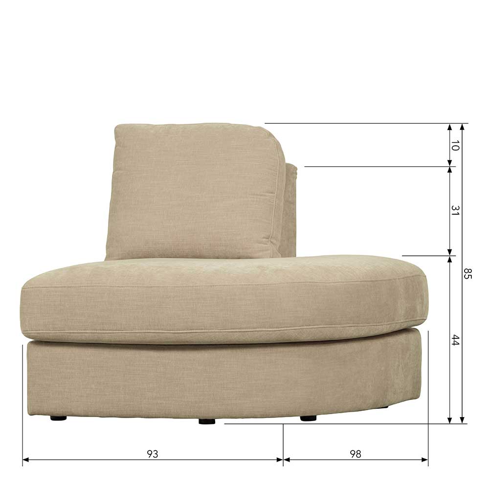 Sofamodul mit Rundung rechts in Beige - Mailan