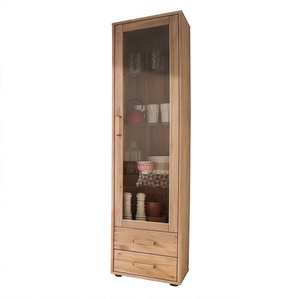 Wohnwand Vitrine in Eiche Bianco - Dulciana