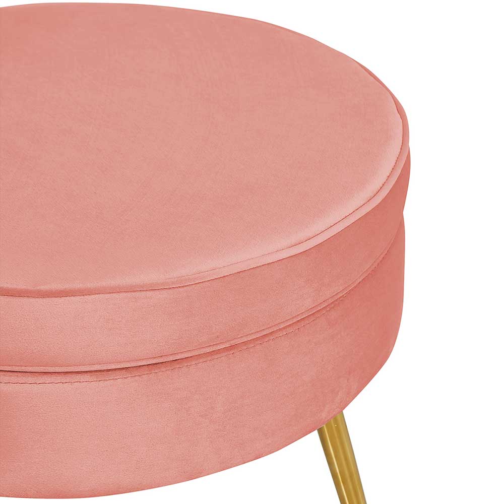 Beistellhocker in Rosa Samt - Griffin