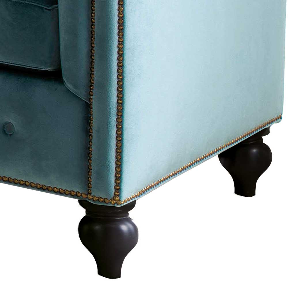 Samt Chesterfield Sessel in Petrol - Maduera