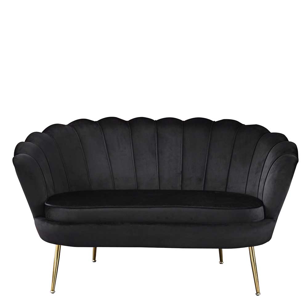 Muscheldesign Sofa in Schwarz & Gold - Vanskupa
