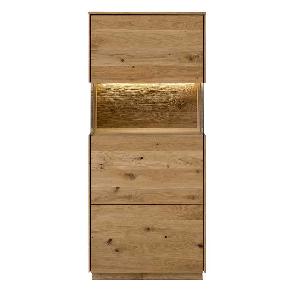 63x145x44 cm 1-türiger Vitrinenschrank aus Massivholz - Obinson