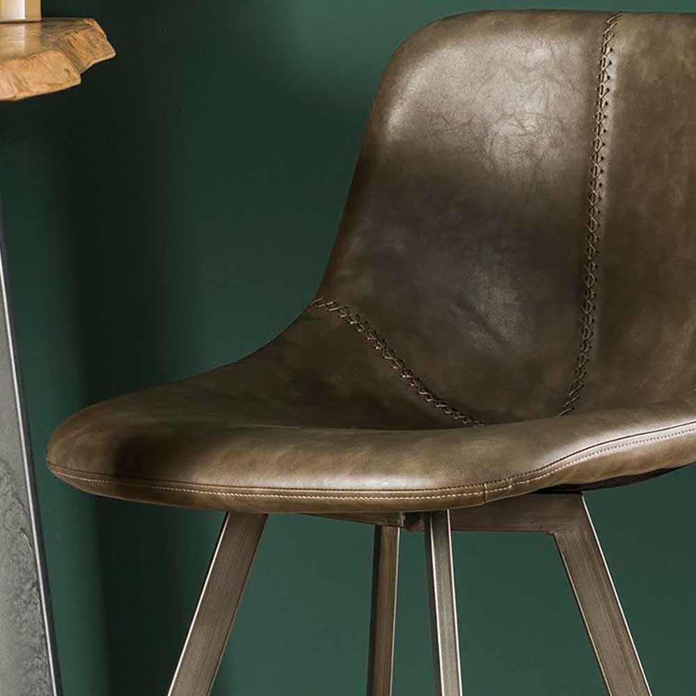 Kunstleder Barstühle in Taupe & Grau - Hatlantico (4er Set)