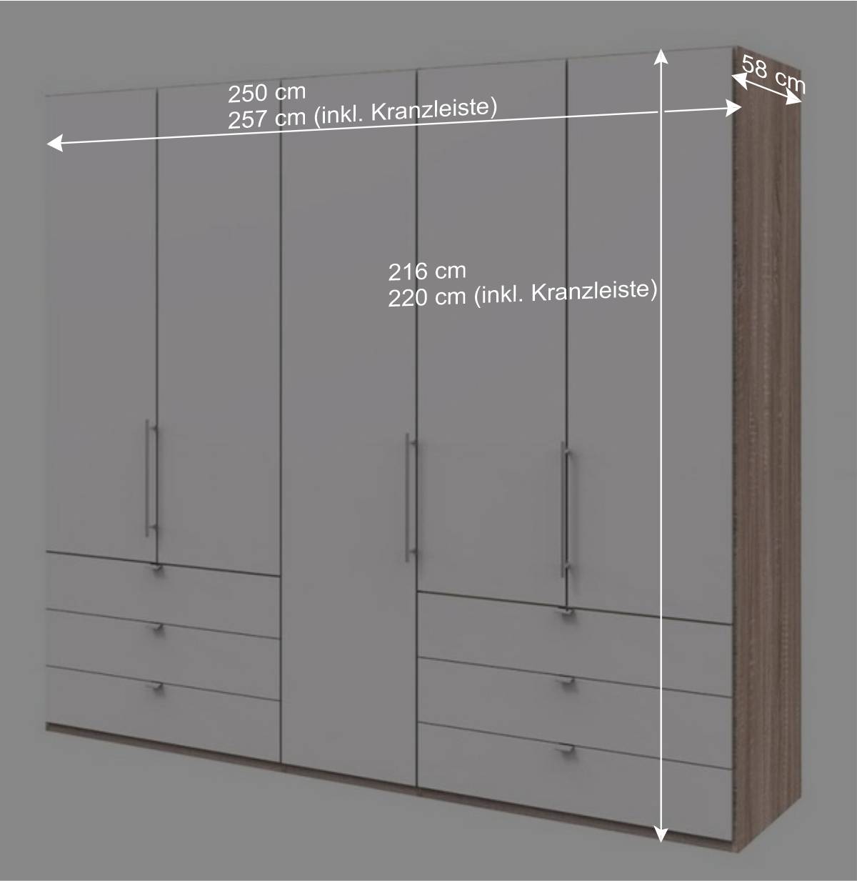 Panorama Kleiderschrank mit drei Türen - Vaclyn
