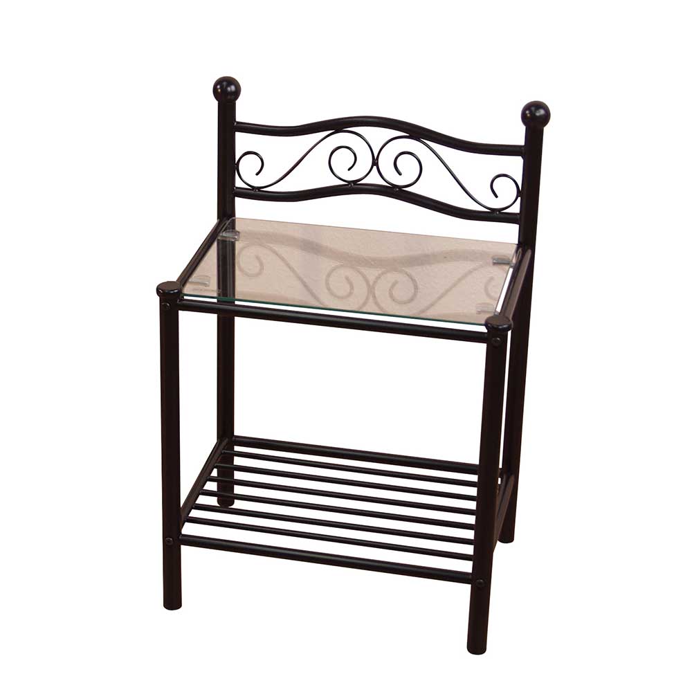 Metall Nachttisch Cosmona mit Glasplatte (Set)