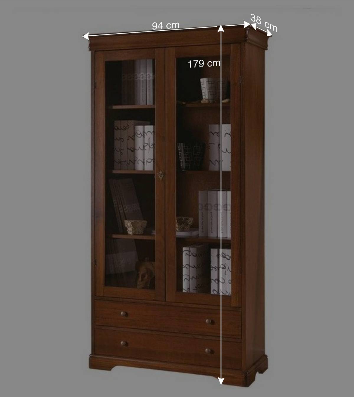 94x179x38 Vitrinenschrank im klassischen Stil - Lemerzi